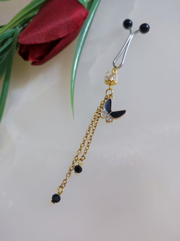 گیره روسری مجلسی طرح پروانه کوچک دو آویزه (آویزبلند)